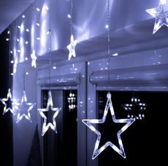 LED Božično novoletna svetlobna zavesa zvezdice 2,5M Hladno bela