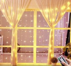 LED svetlobna zavesa novoletne micro lučke 200 LED / 2x3m Toplo bela USB + daljinec