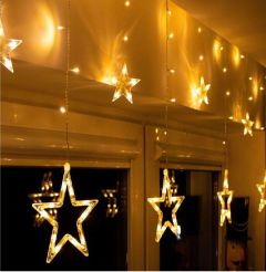 LED Božično novoletna svetlobna zavesa zvezdice 2,5M Toplo bela