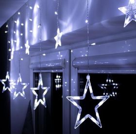 LED Božično novoletna svetlobna zavesa zvezdice 2,5M Hladno bela