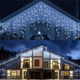 LED svetlobna BOŽIČNO novoletna zavesa 300 LED lučk 5% utripajočih / 12m / HLADNO BELA / 230V