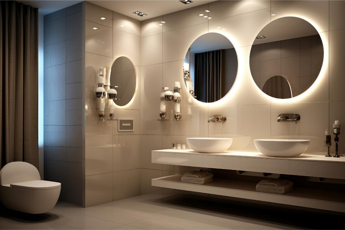 Kopalniško LED ogledalo brez rosenja – popolna jasnost po vsaki prhi Kopalniško osvetljeno ogledalo z LED osvetlitvijo in funkcijo proti rosenju